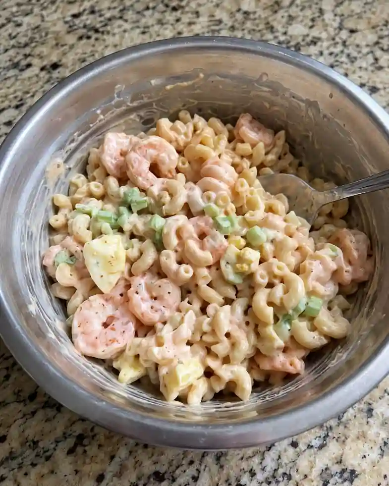 Creamy Shrimp Macaroni Salad-prep