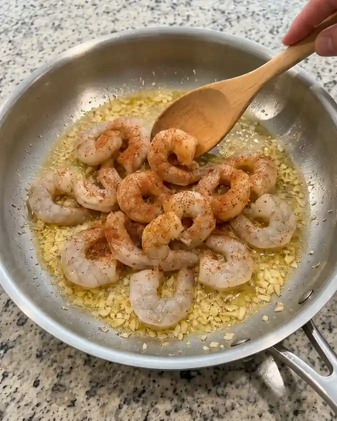 Cajun Garlic Butter Shrimp and Turkey Sausage Rice Skillet- bake shrimps