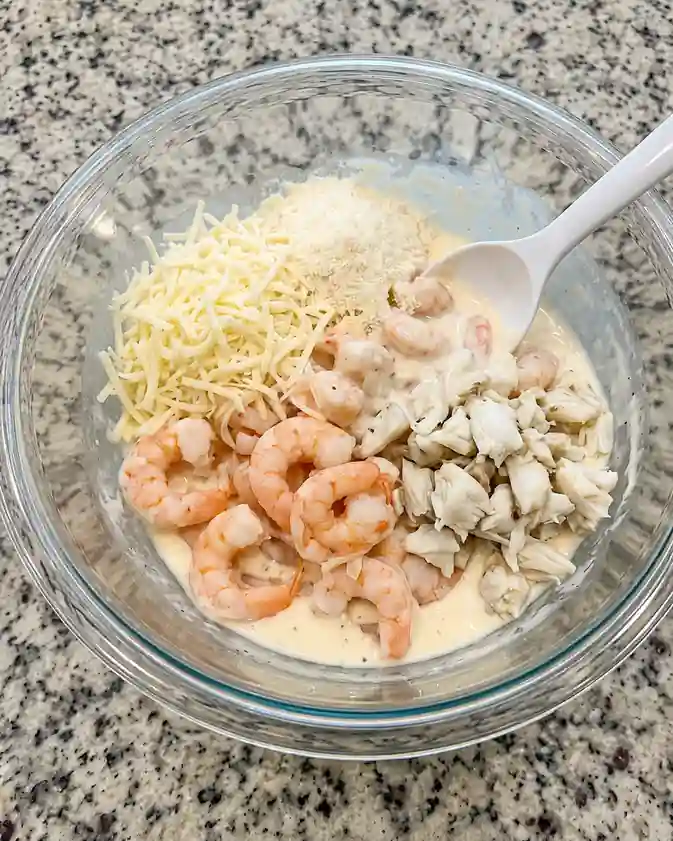 Loaded Seafood Stuffed Baked Potato-prep