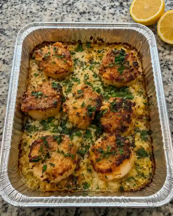 Garlic Butter Seared Scallops- foil tray