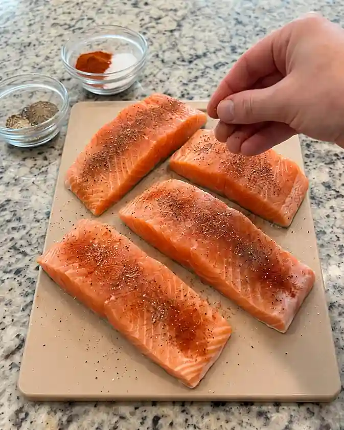 Creamy Garlic Mushroom Salmon Skillet-prep1