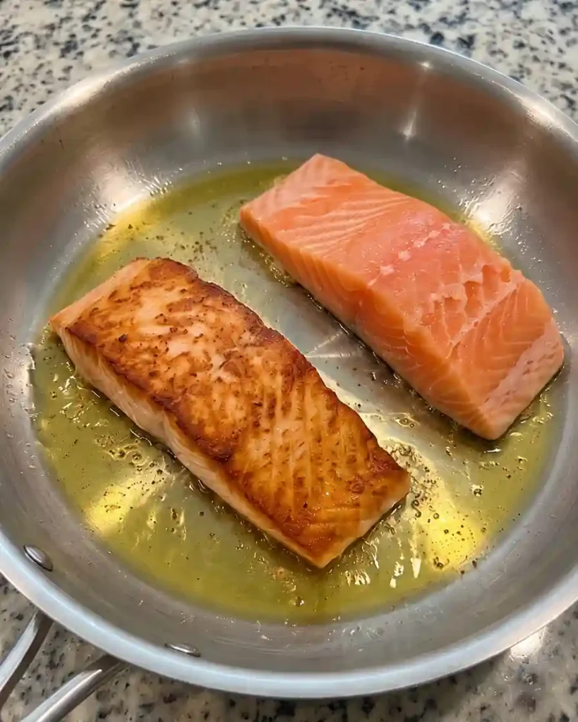 Creamy Garlic Mushroom Salmon Skillet- salmon