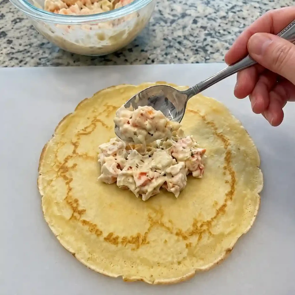 Cheesy Lobster Stuffed Crepes-asemble