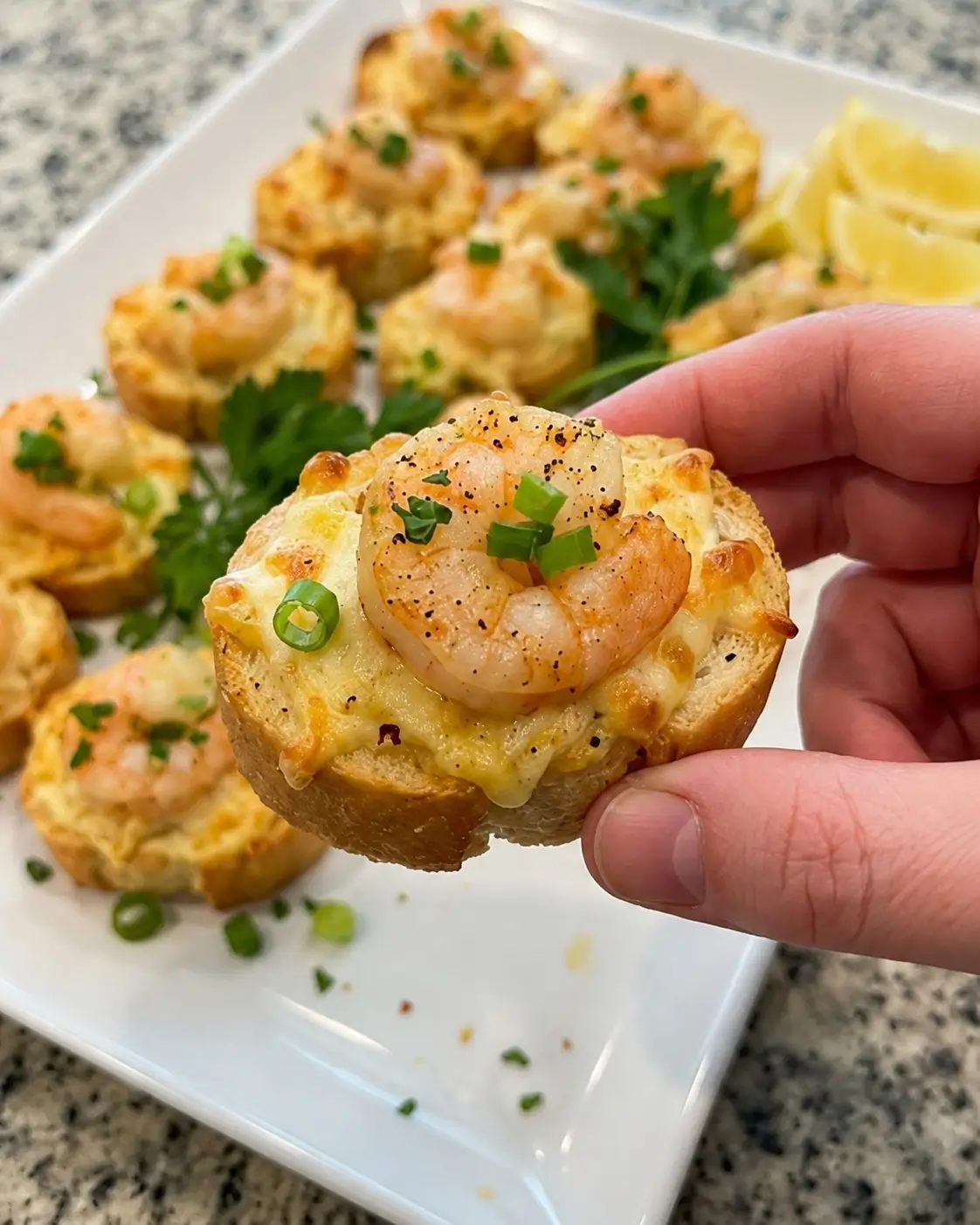 Cheesy Shrimp Toast Bites