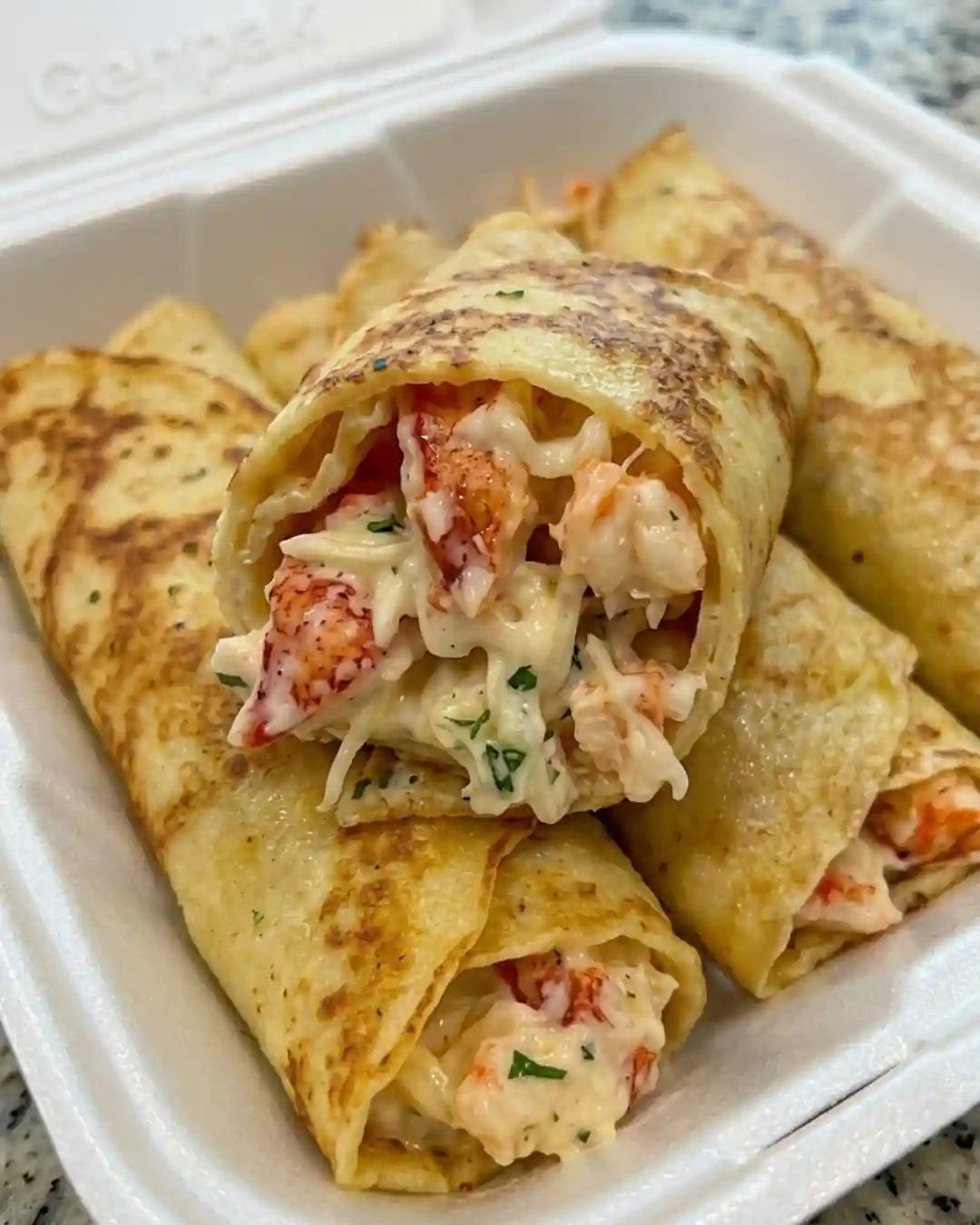 Cheesy Lobster Stuffed Crepes