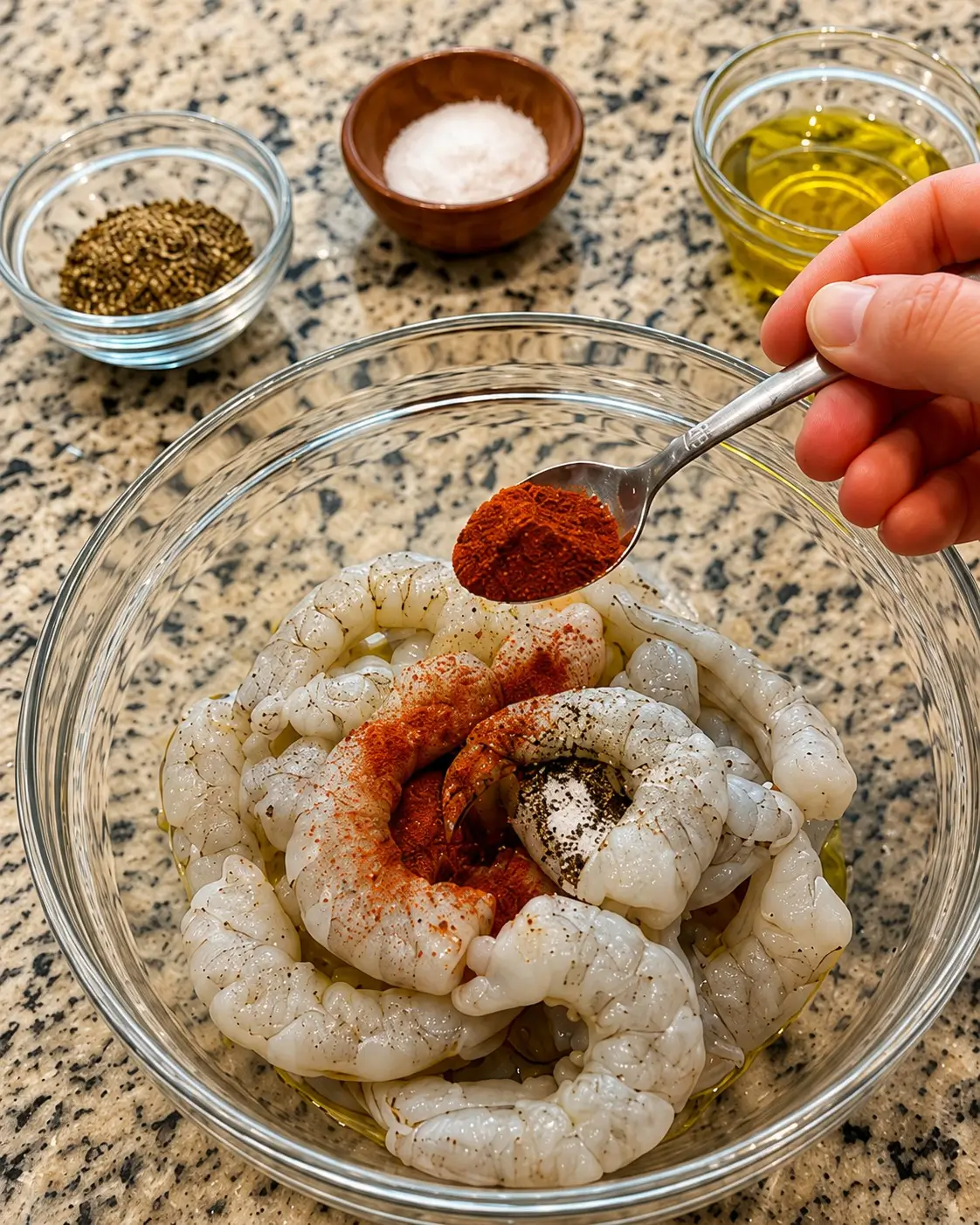 Season the shrimp