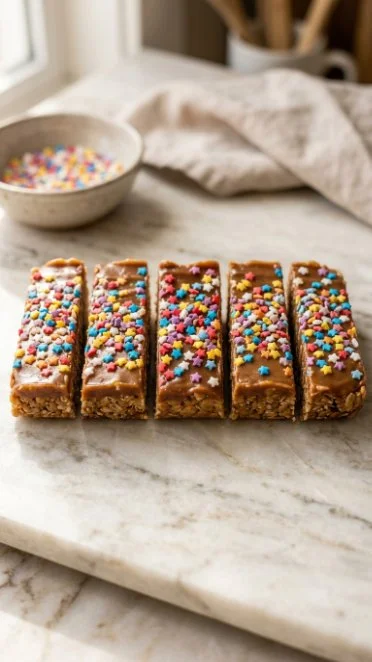 Delicious and healthy birthday cake protein bars packed with flavor.