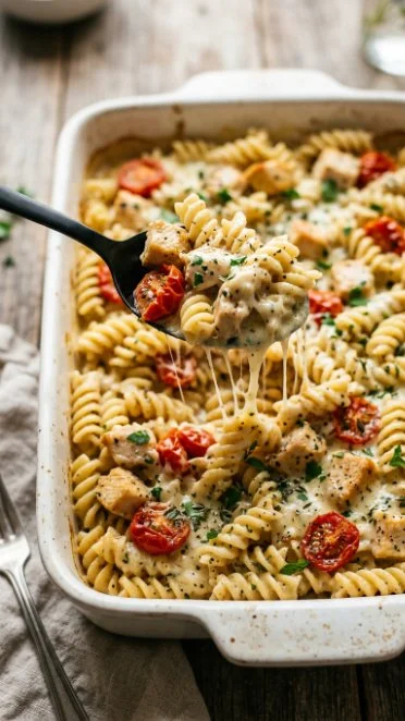 Creamy Boursin Chicken Pasta with tender chicken and herbs