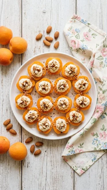 Cottage Cheese Apricot Bites topped with almonds for a nutritious snack