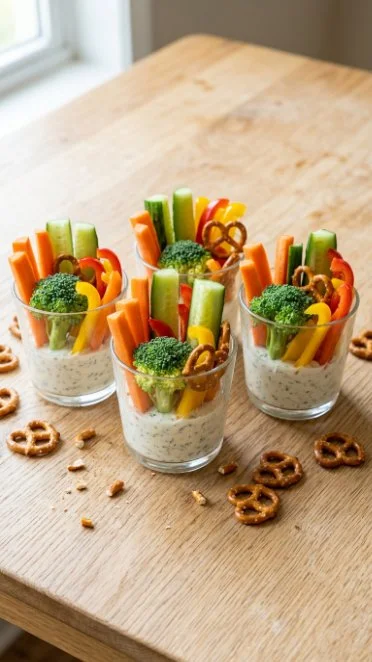 Bowl of creamy Greek yogurt ranch dip with fresh veggies for dipping