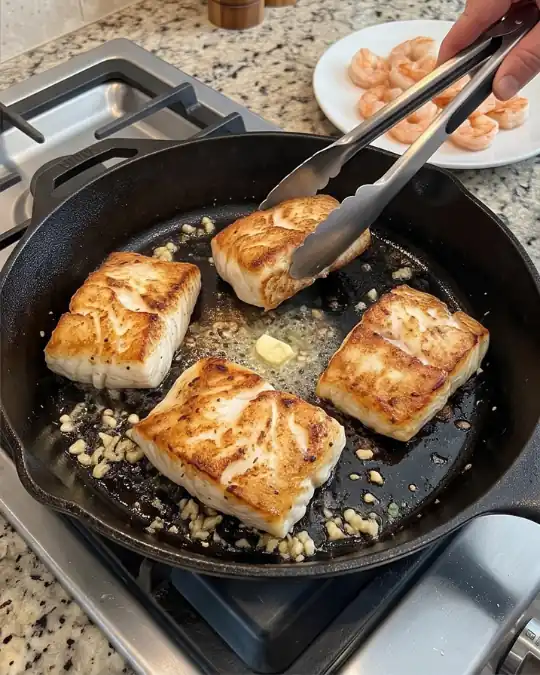 Creamy Garlic Butter Cod & Shrimp Skillet-01