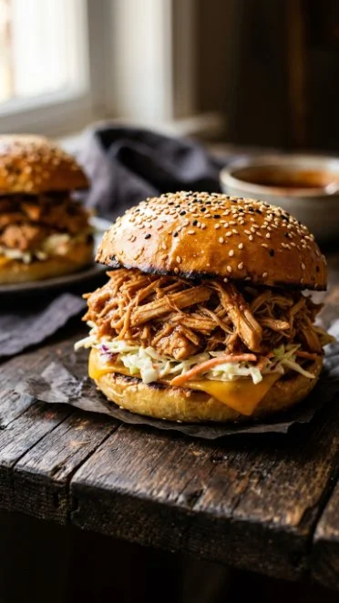 Delicious crowd-pleasing Crockpot Chicken Sandwiches served on a platter.