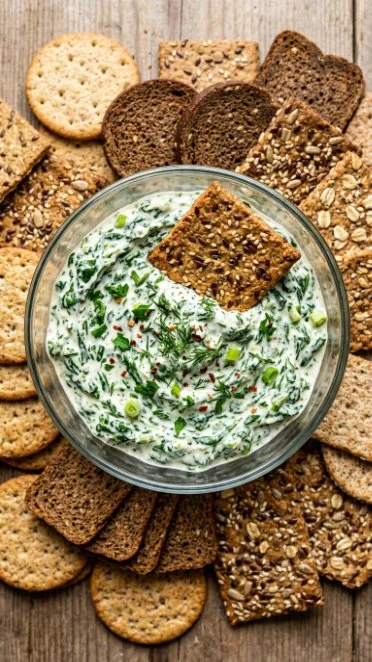 Knorr spinach dip made with vegetable soup mix served in a bowl