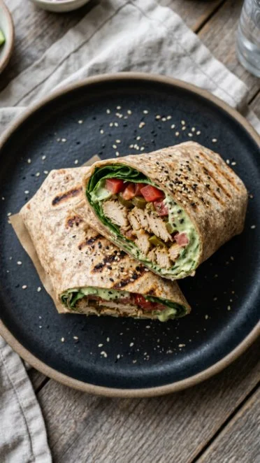 Protein-packed green goddess chicken salad wraps with fresh ingredients