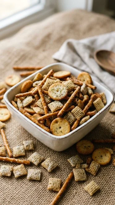 Deliciously seasoned Ranch Cocktail Crackers ready for snacking at a party