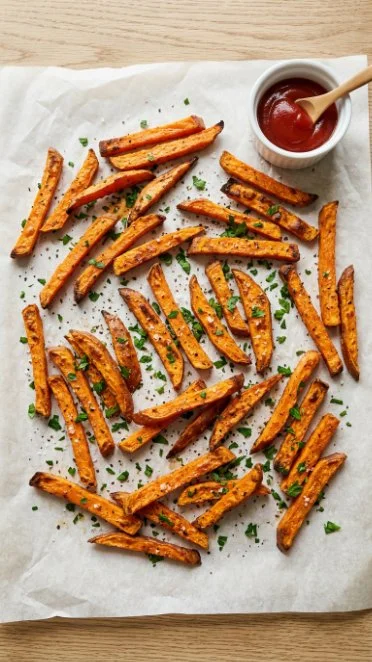 Roasted sweet potato and quinoa salad served in a bowl, garnished with fresh herbs.