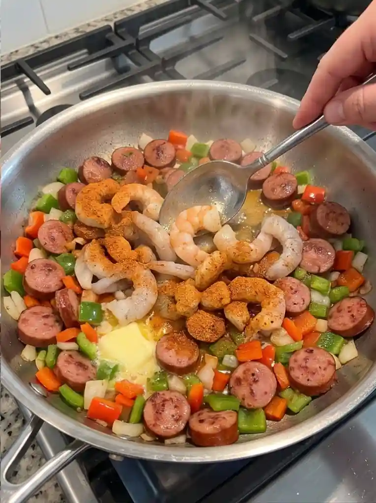 Garlic Shrimp & Turkey Sausage Cabbage Cups-killet