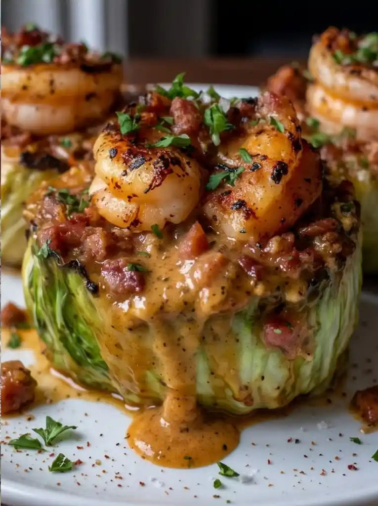 Garlic Shrimp & Turkey Sausage Cabbage Cups