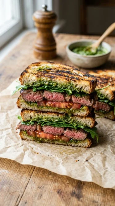Spicy chimichurri sauce with jalapeño in a bowl