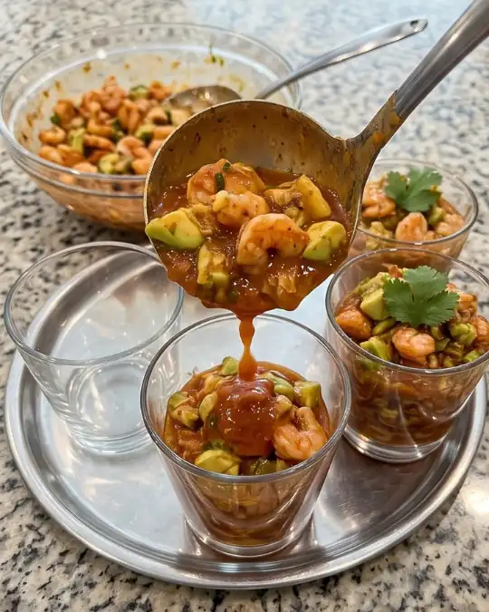Spicy Shrimp and Avocado Cocktail Cups-serve