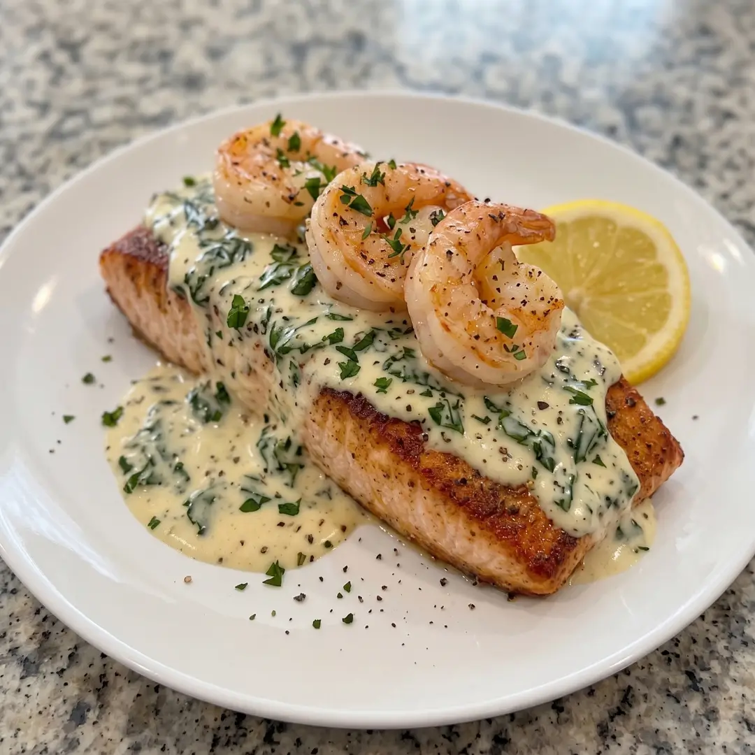 Creamy Garlic Shrimp and Salmon