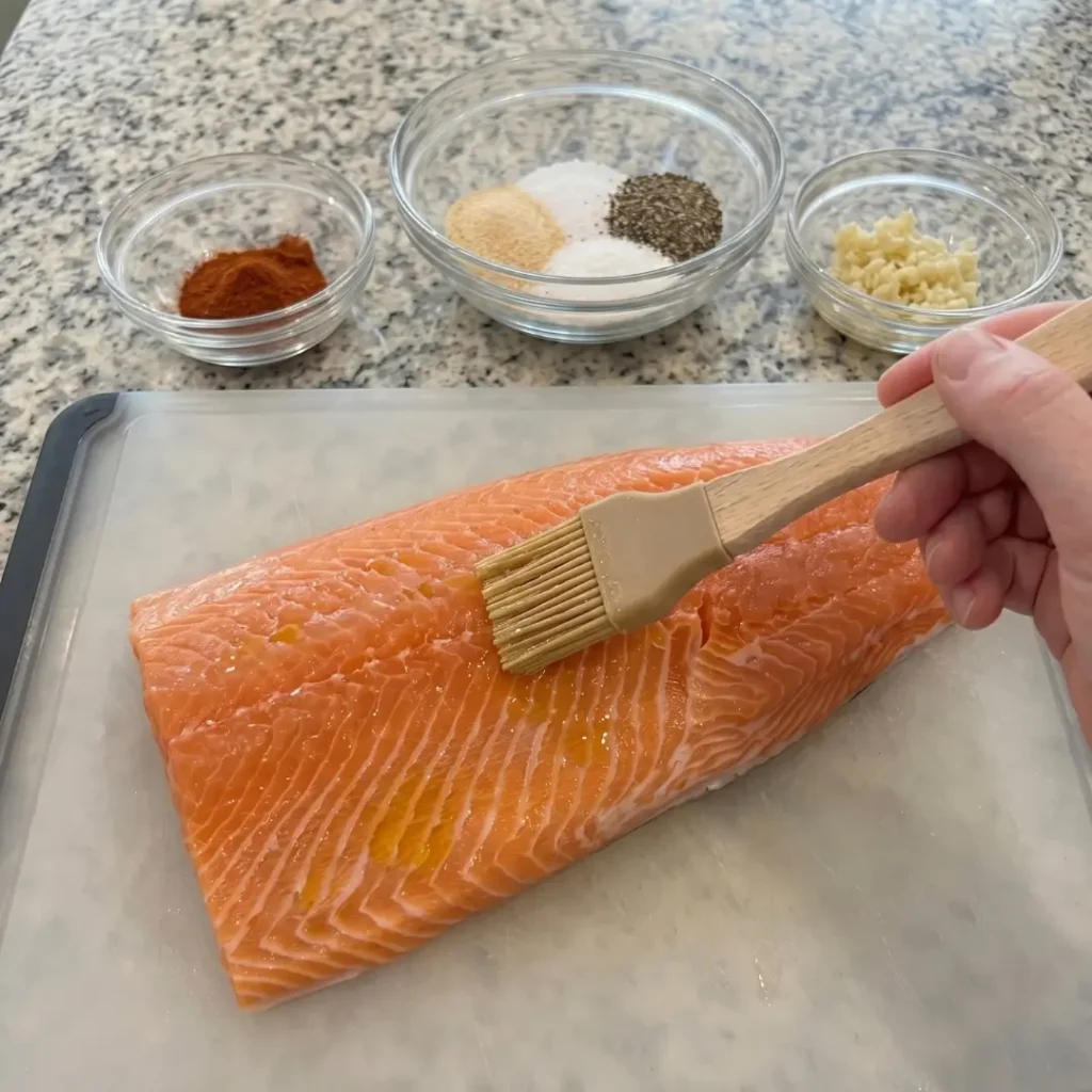 Grilled Garlic Butter Salmon-prep