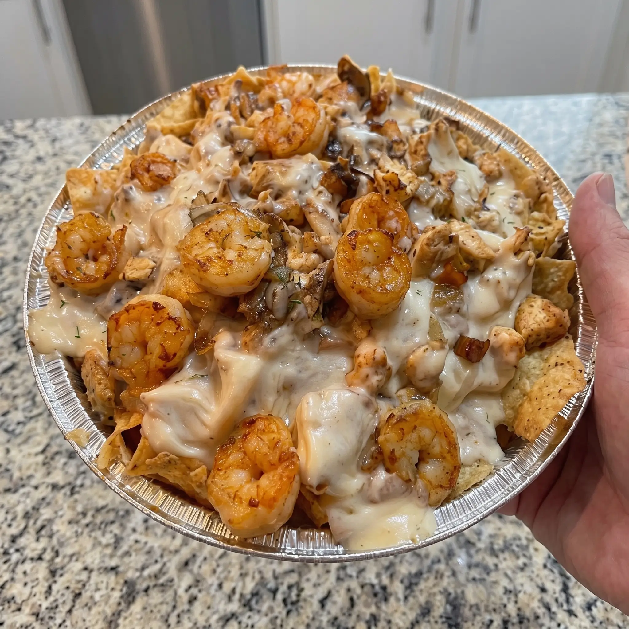 Creamy Garlic Chicken & Shrimp with Mushrooms