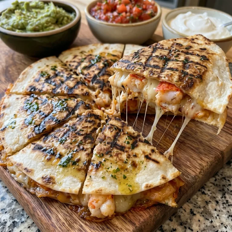 Grilled Garlic Butter Lobster & Shrimp Quesadillas