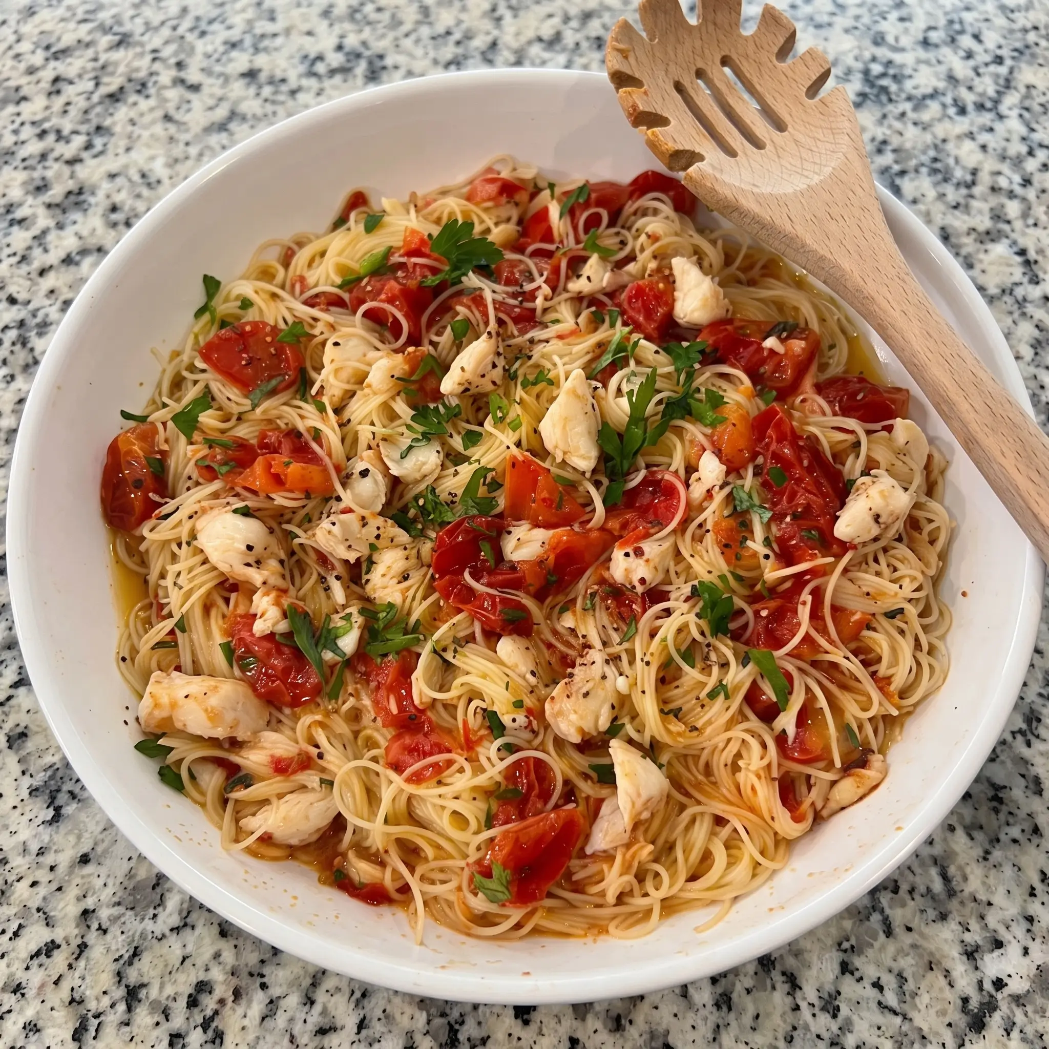 Garlic Crab and Tomato Capellini