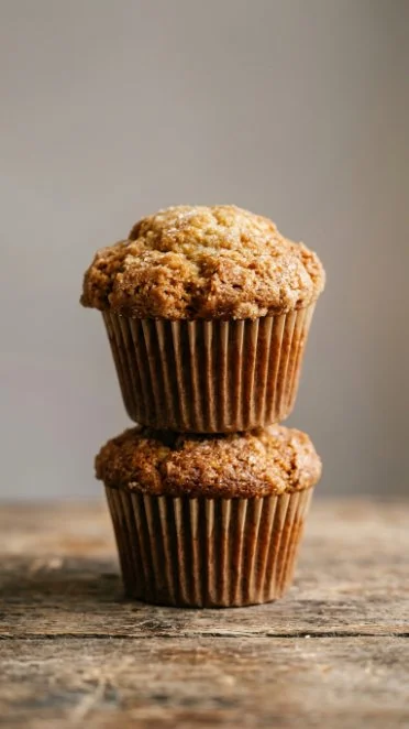 Freshly baked Applesauce Muffins on a wooden table
