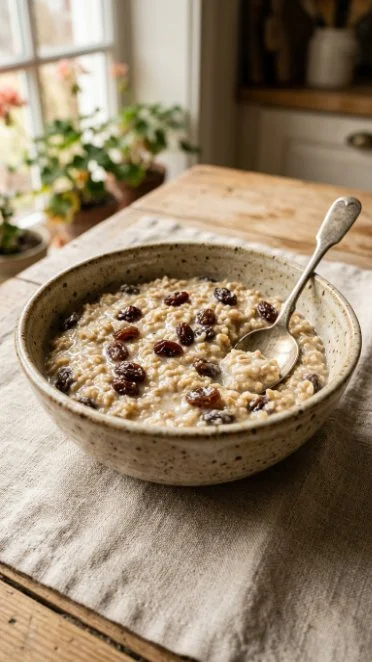 Bowl of Easy Soaked Instant Pot Steel Cut Oats topped with fresh fruits