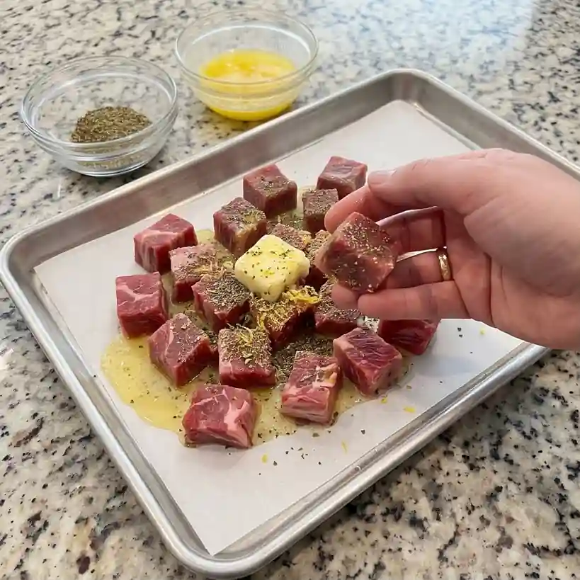 Lemon Herb Steak & Lobster Lettuce Wraps with Garlic Parmesan Crema This is one of those fresh surf and turf dinners that feels elegant without being complicated, tender steak, juicy lobster, sweet corn slaw, crisp lettuce, and creamy garlic Parmesan sauce in every bite.-012
