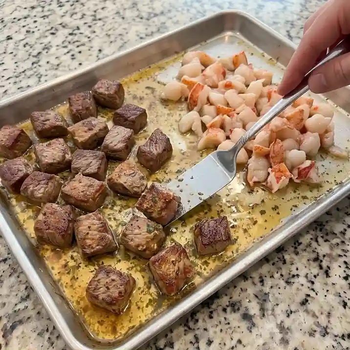 Lemon Herb Steak & Lobster Lettuce Wraps with Garlic Parmesan Crema This is one of those fresh surf and turf dinners that feels elegant without being complicated, tender steak, juicy lobster, sweet corn slaw, crisp lettuce, and creamy garlic Parmesan sauce in every bite.01