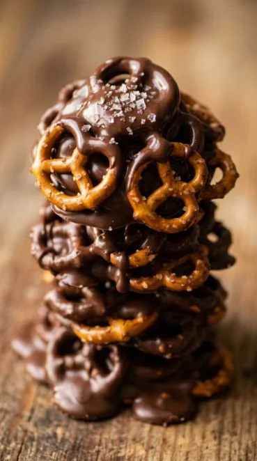 No-bake peanut butter pretzel clusters made with crunchy pretzels and creamy peanut butter.