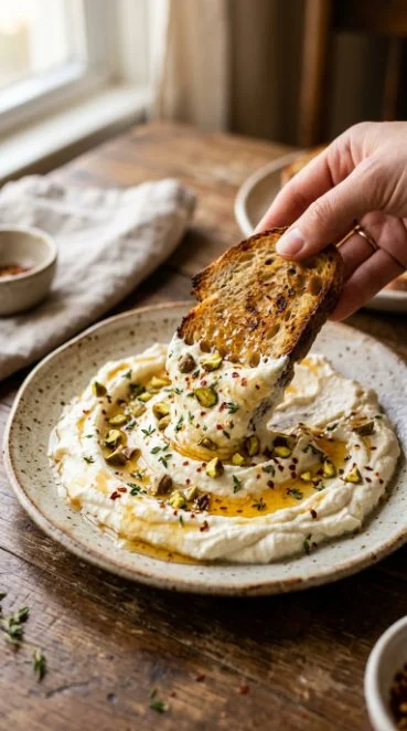 Creamy ricotta dip with lemon and honey, perfect for appetizers