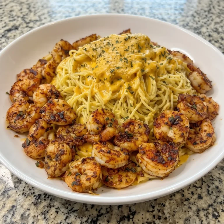 Cajun Garlic Butter Shrimp with Cheesy Spaghetti