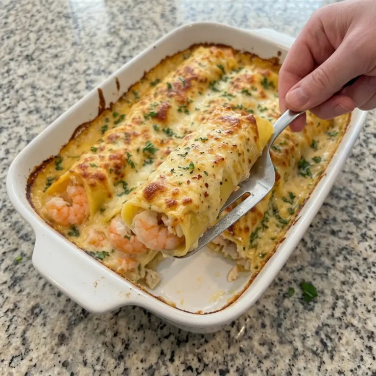 Creamy Shrimp and Crab Stuffed Manicotti
