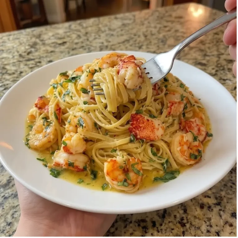 Garlic Butter Lobster & Shrimp Linguine