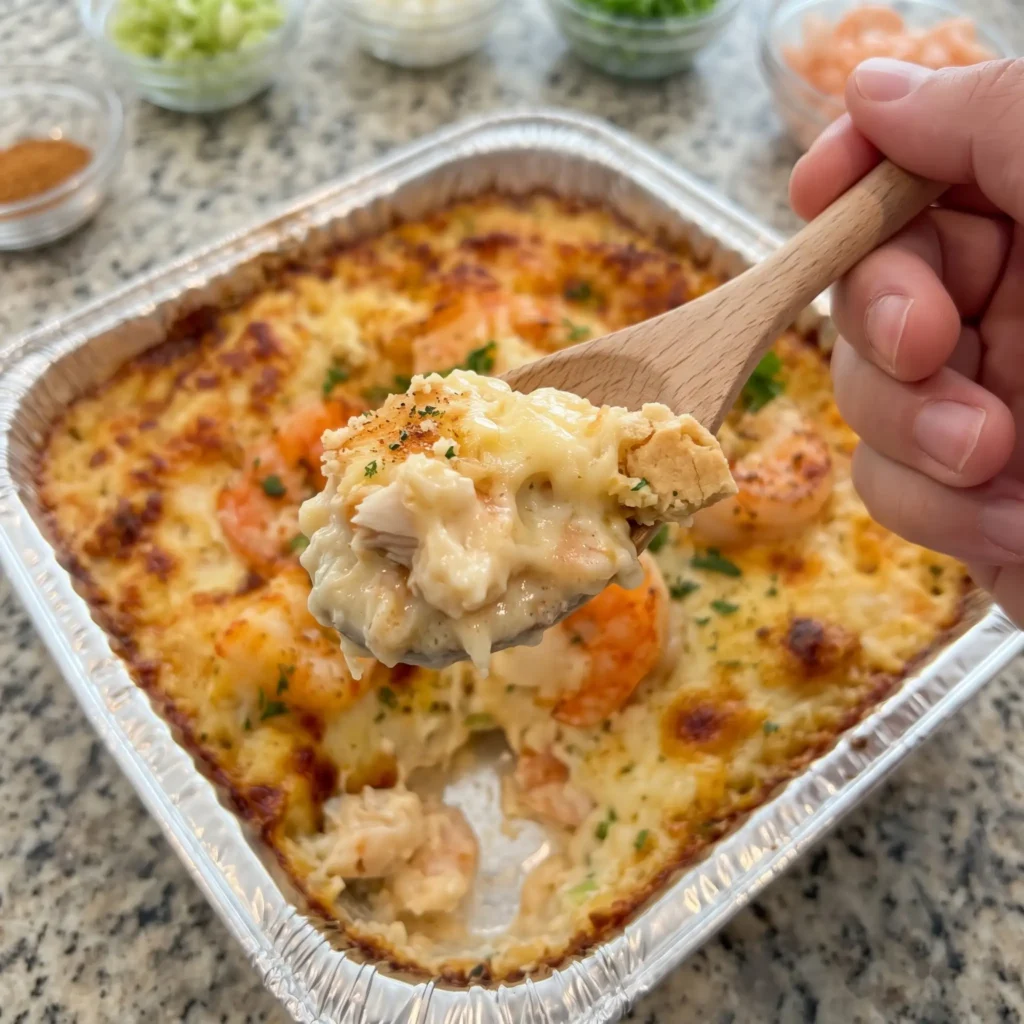 Southern Seafood Casserole with Crab and Shrimp