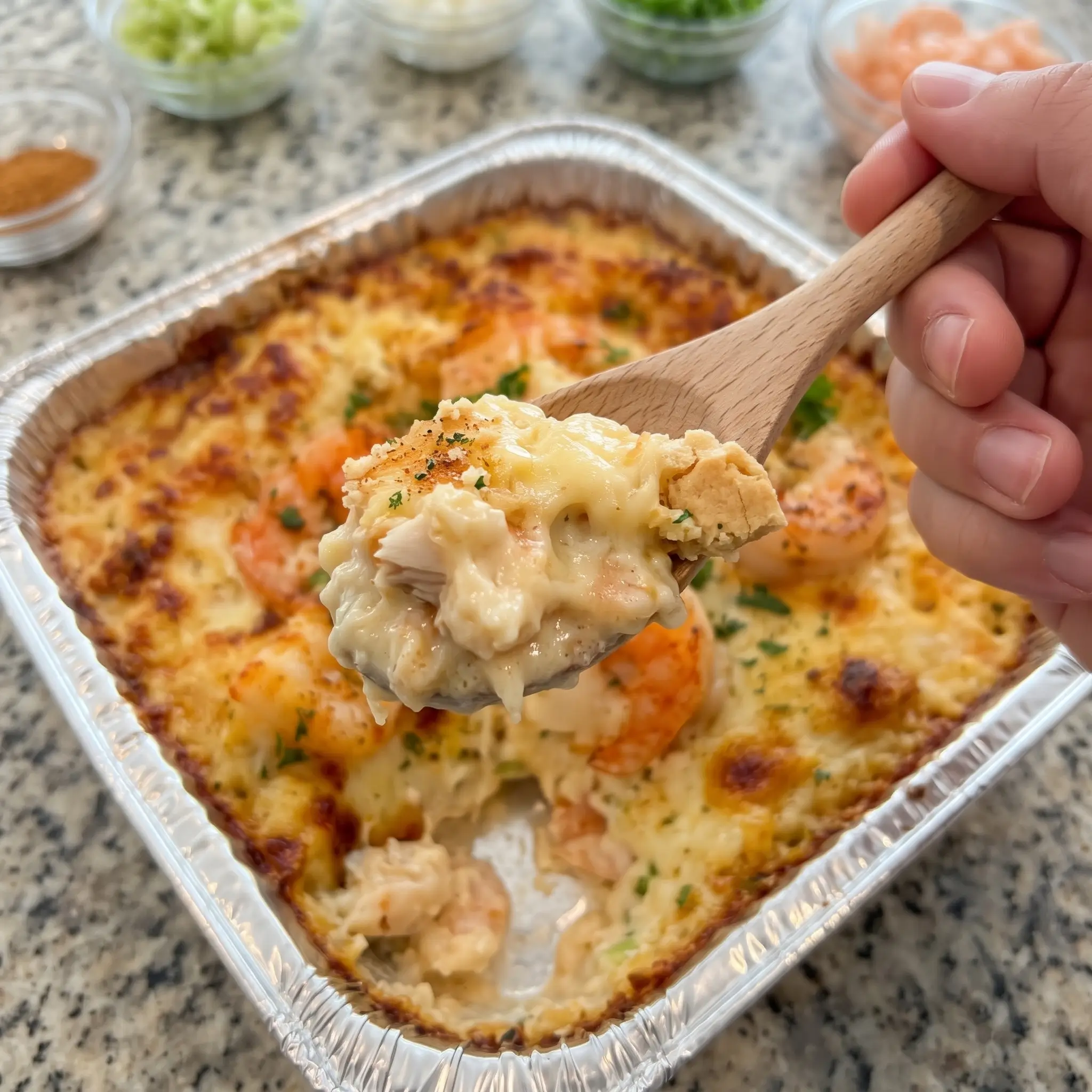 Southern Seafood Casserole with Crab and Shrimp
