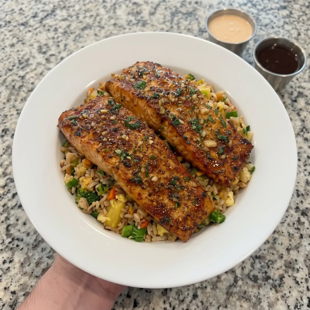 Teriyaki Garlic Salmon with Fried Rice