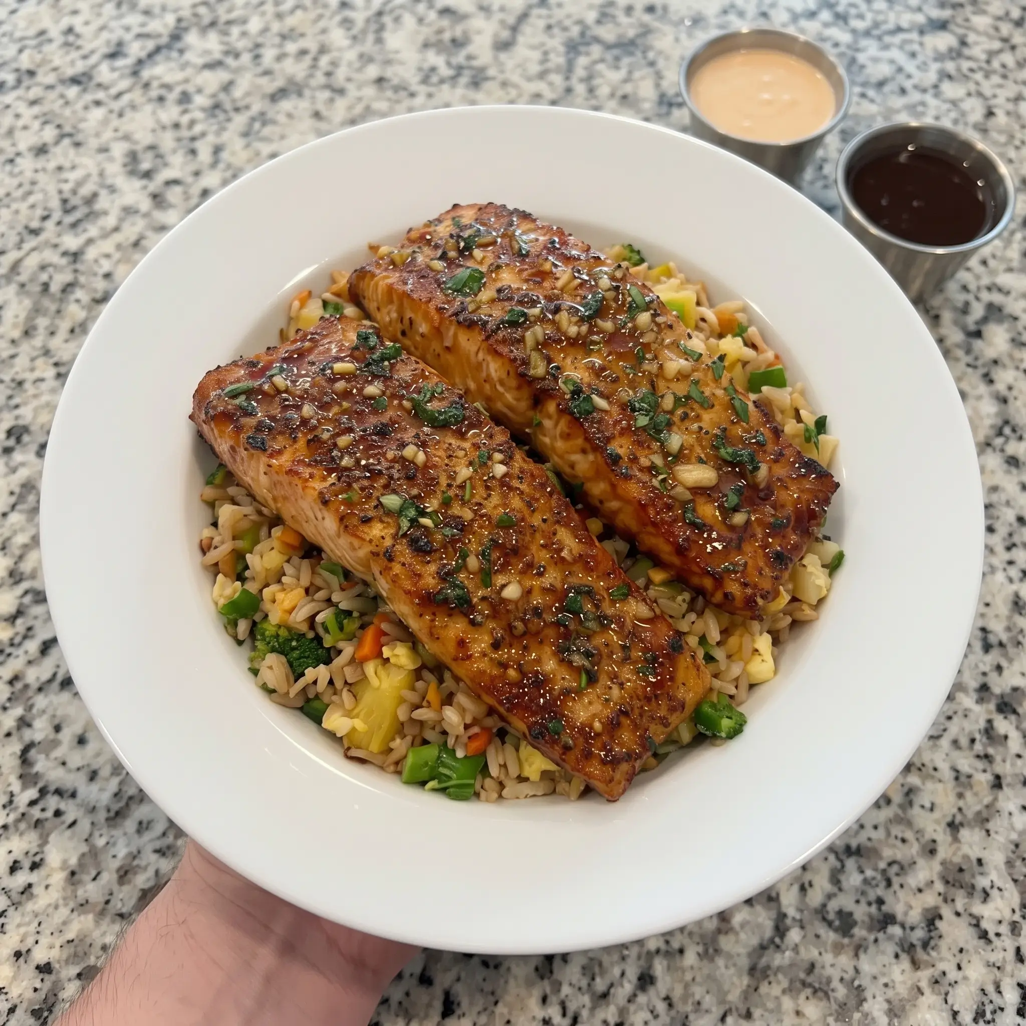 Teriyaki Garlic Salmon with Fried Rice